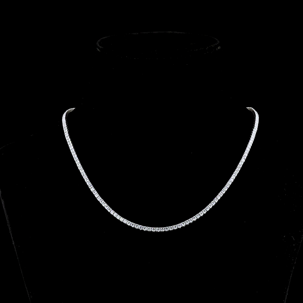 8.08 Cts 14k White Gold Round Shape Tennis Necklace