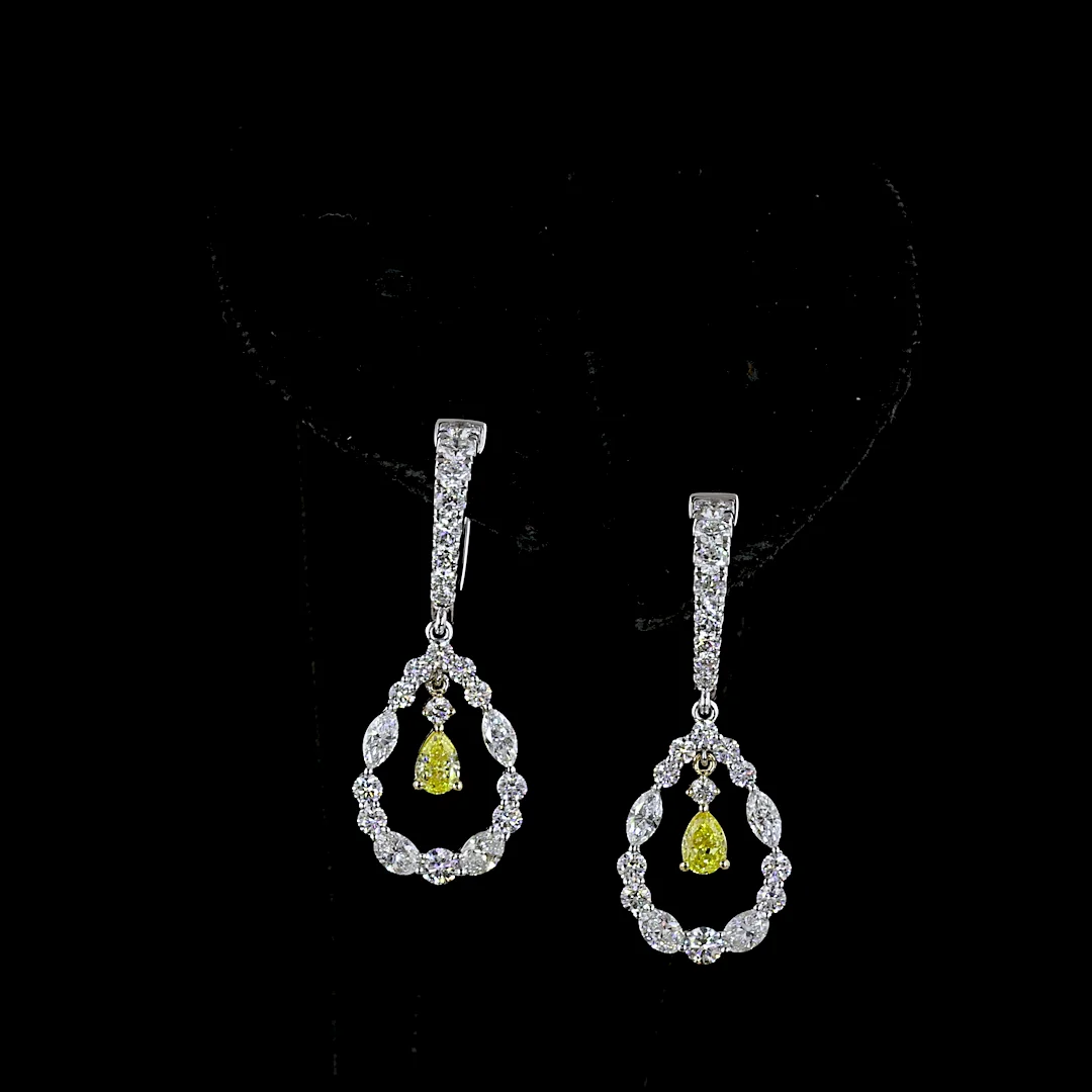 2.06 Cts 14k Two Tone Mix Shape Hanging Earring
