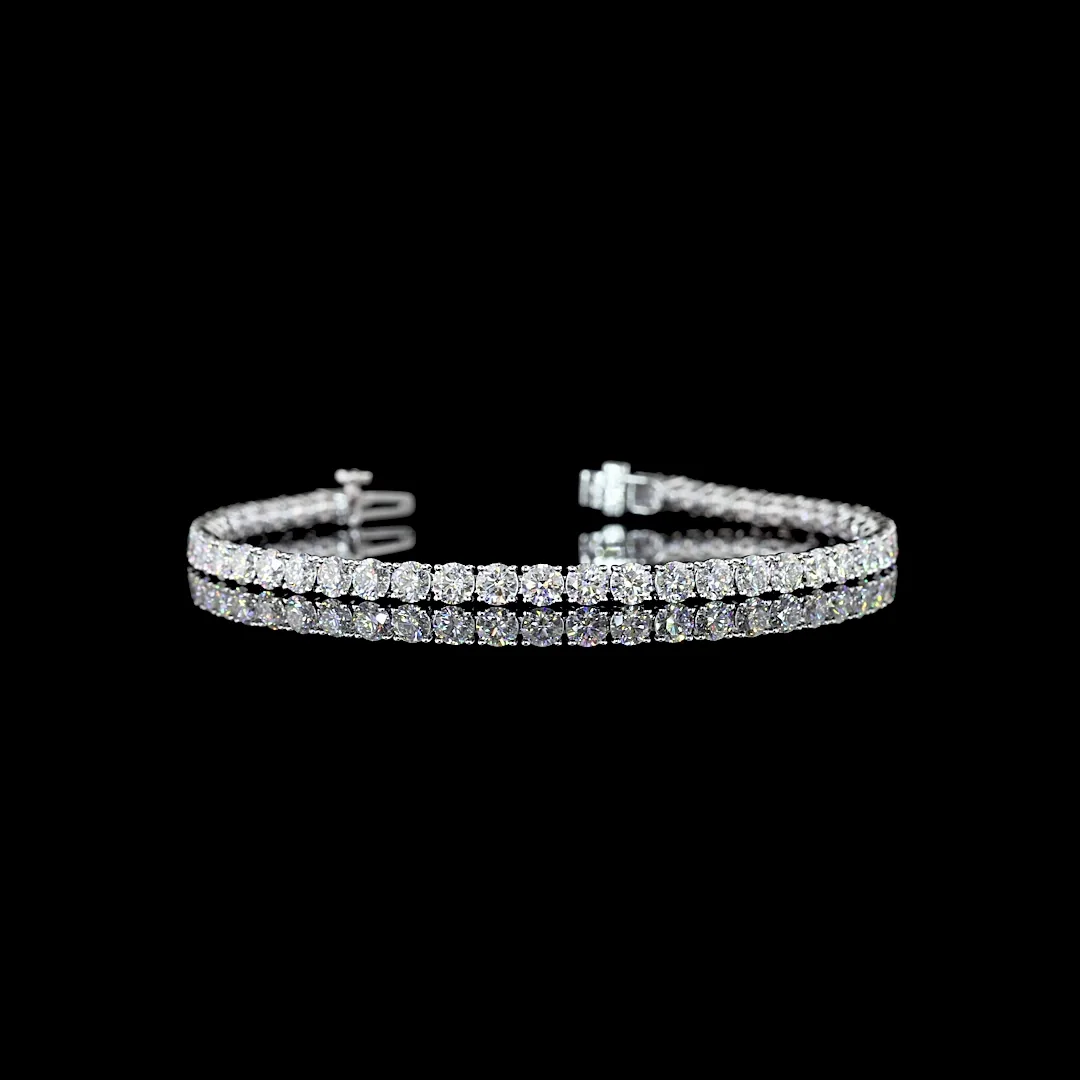 6.96 Cts 14k White Gold Round Shape Tennis Bracelet