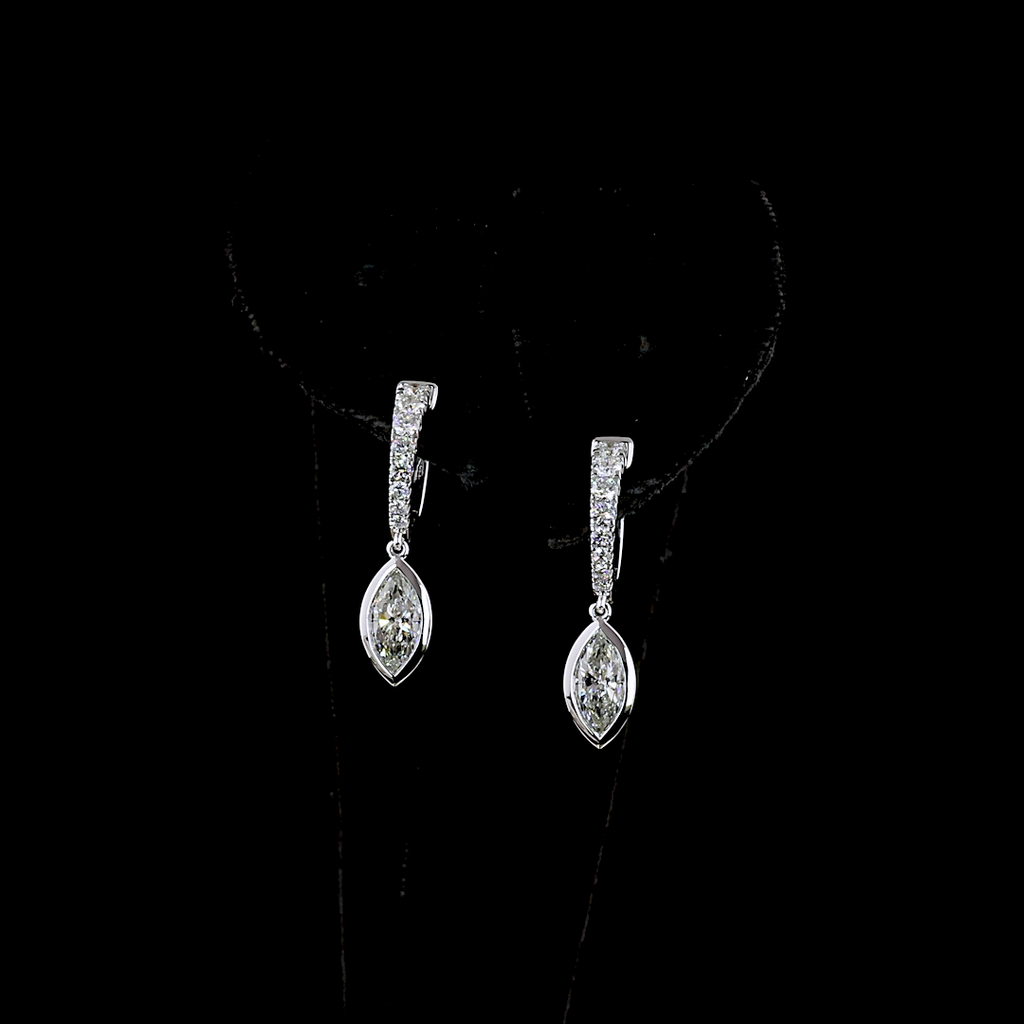 1.97 Cts 14k White Gold Mix Shape Hanging Earring