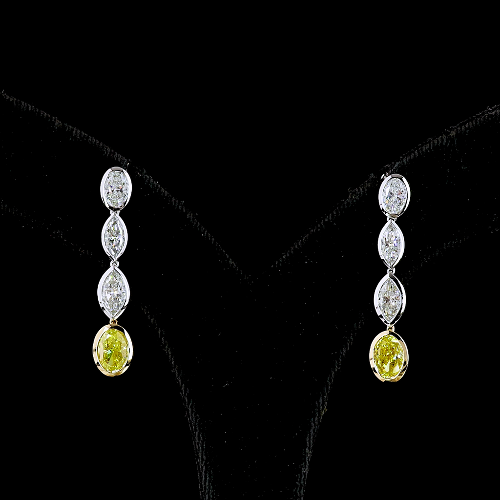 3.55 Cts 14k Two Tone Mix Shape Hanging Earring