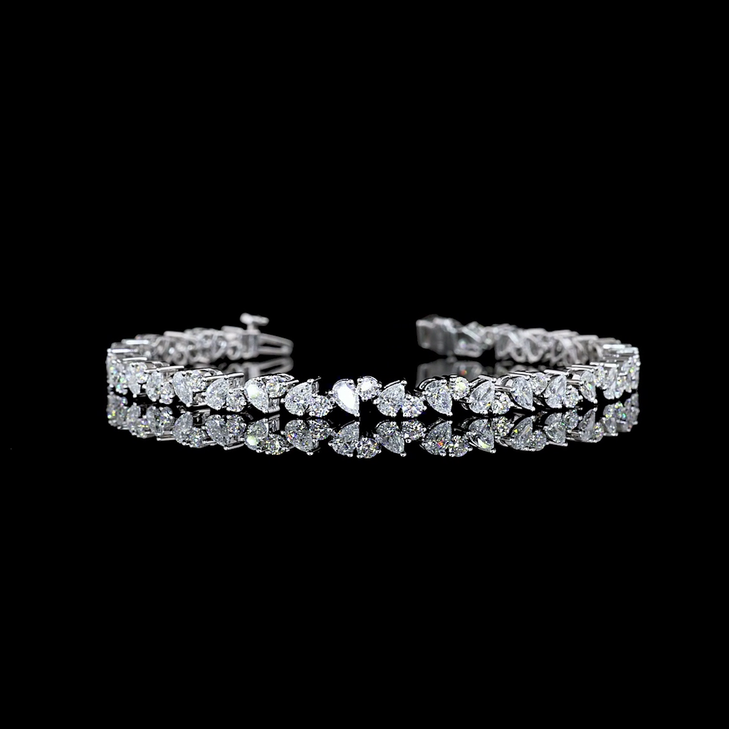 5.26 Cts 14k White Gold Mix Shape Tennis Bracelet