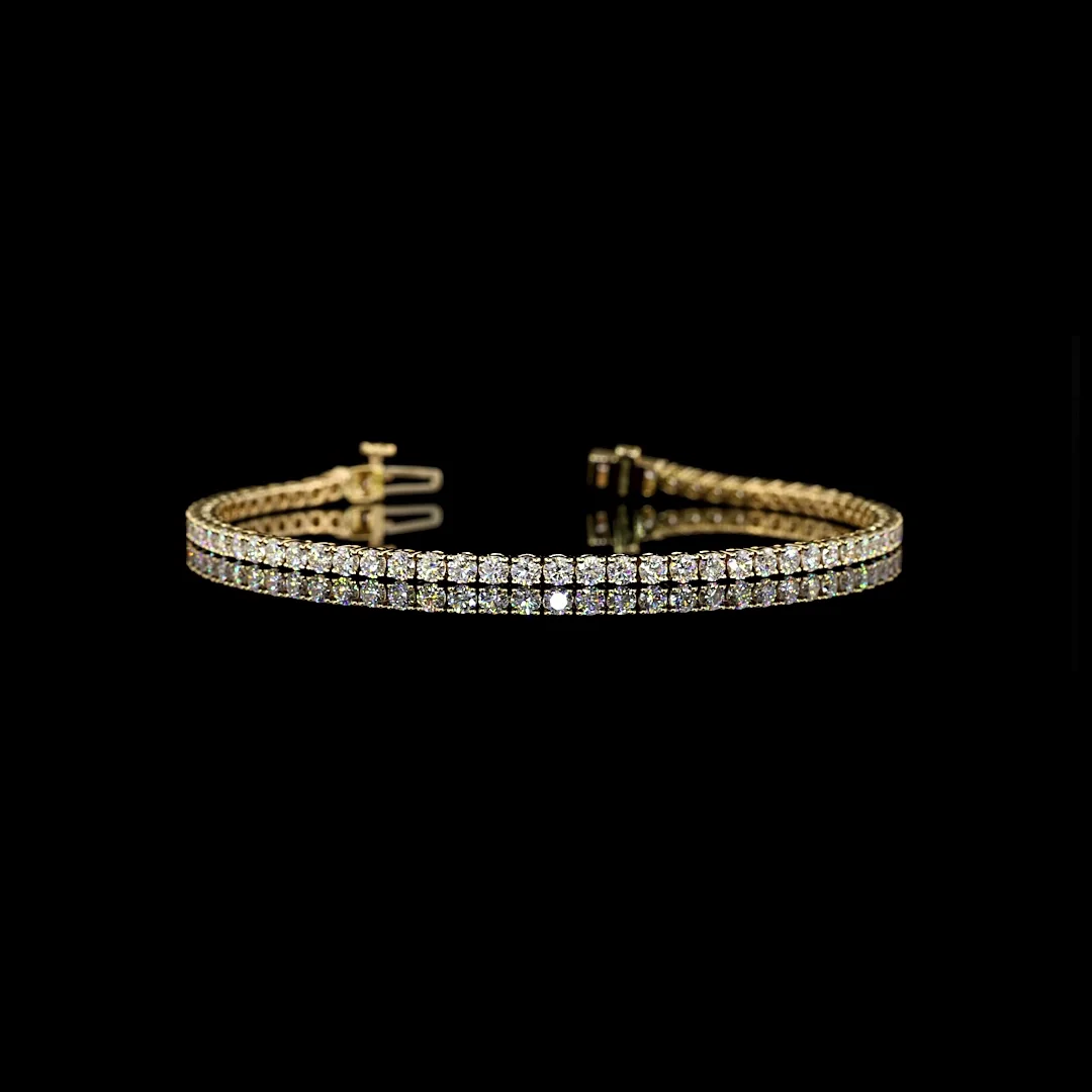 3.09 Cts 14k Yellow Gold Round Shape Tennis Bracelet