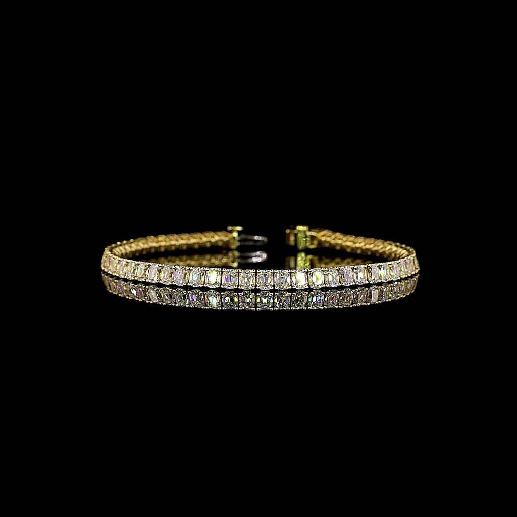 9.28 Cts 14k Yellow Gold Antique Cushion Shape Tennis Bracelet