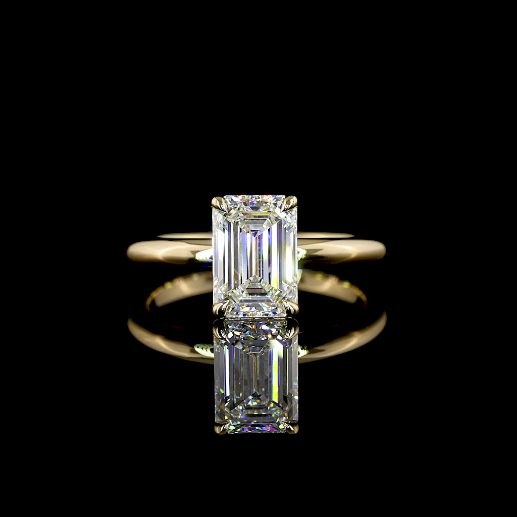 2.01 Cts 14k Yellow Gold Emerald Shape Solitaire Ring