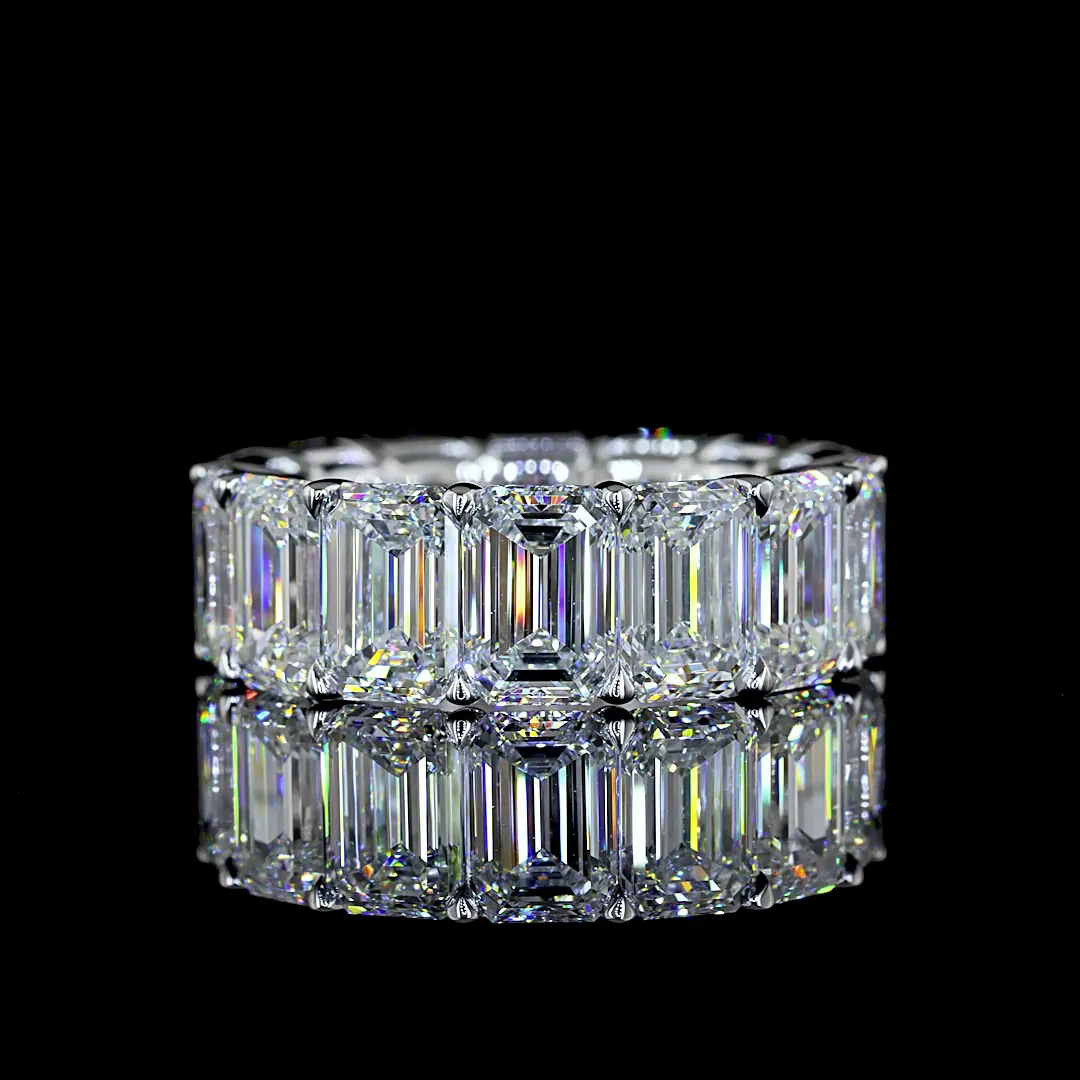 14.38 Cts 14k White Gold Emerald Shape Eternity Band Eternity Band
