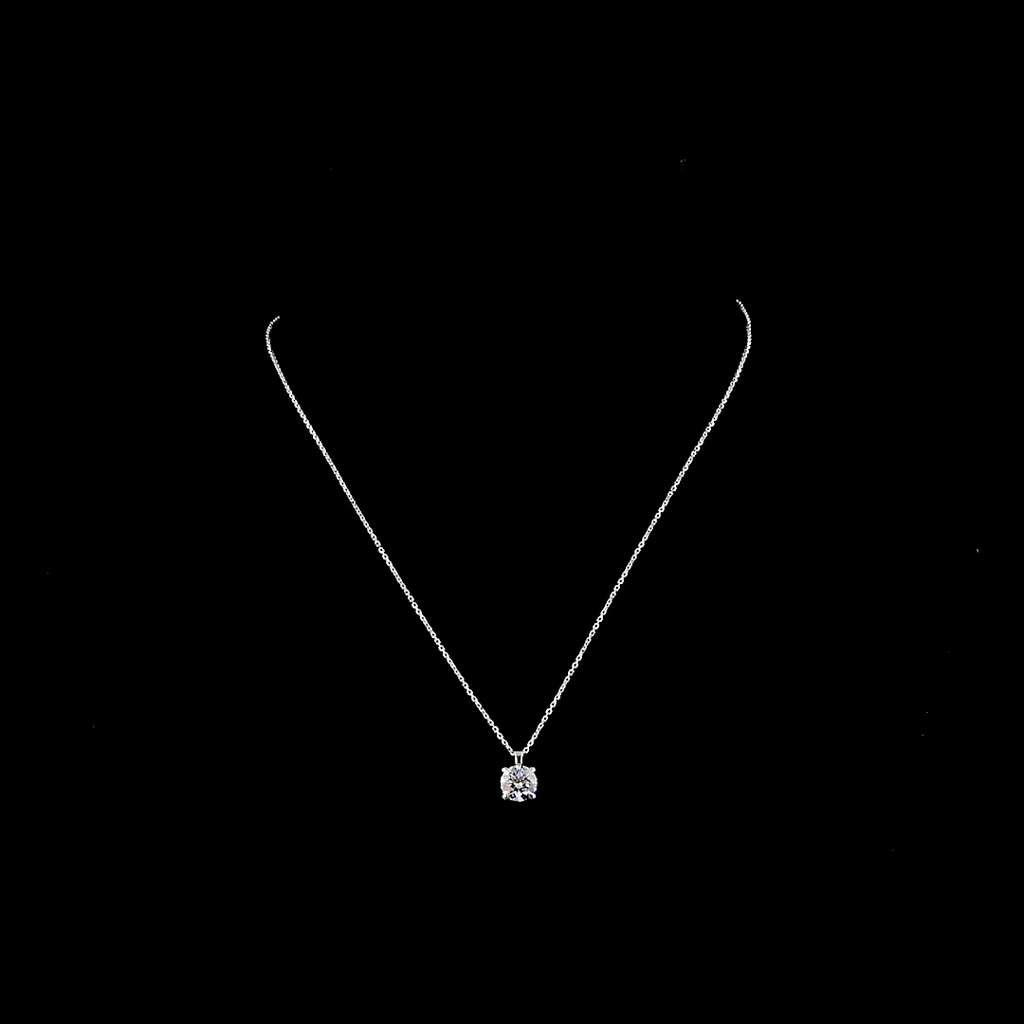 1.52 Cts 14k White Gold Round Shape Solitaire Pendant