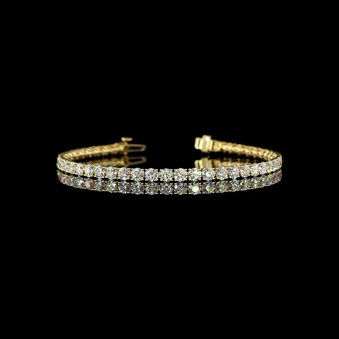 7.05 Cts 14k Yellow Gold Round Shape Tennis Bracelet