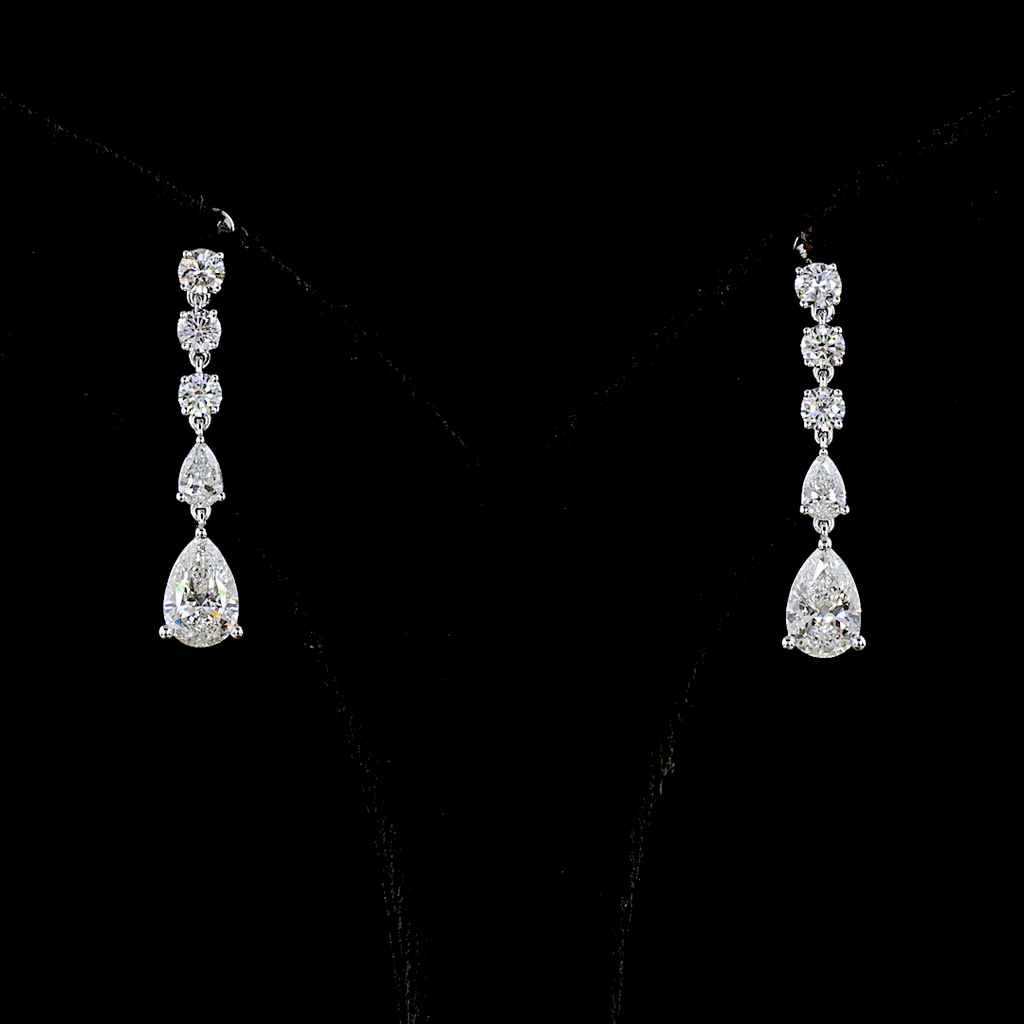 2.52 Cts 14k White Gold Mix Shape Hanging Earring