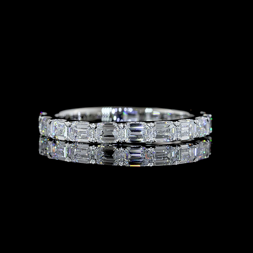 1.43 Cts Platinum Emerald Shape 3/4 Band Eternity Band