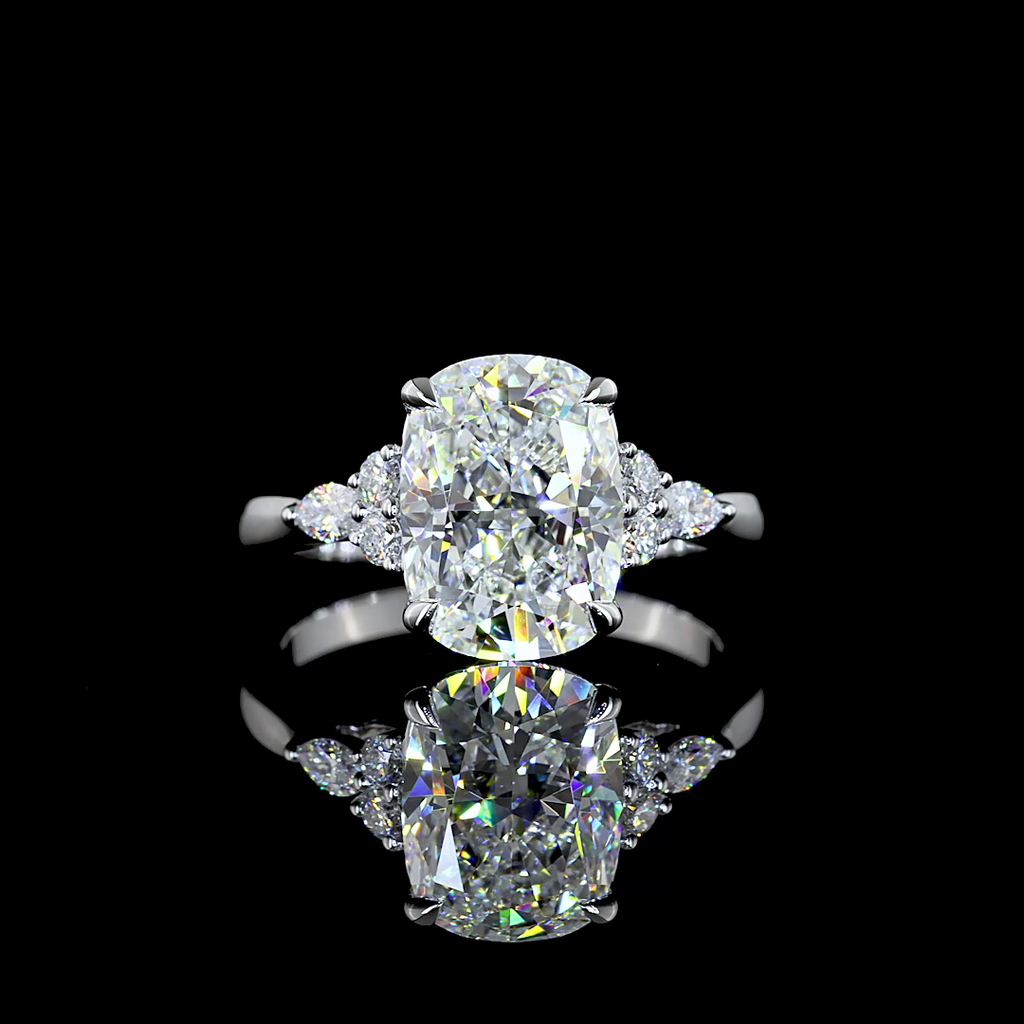 3.38 Cts 14k White Gold Cushion Brilliant Shape Special Ring