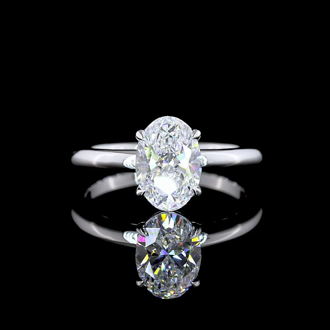 1.51 Cts 14k White Gold Oval Shape Solitaire Ring