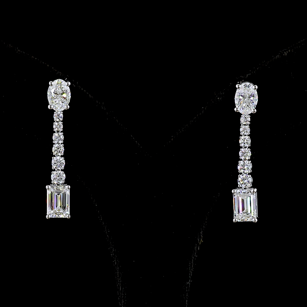 3.39 Cts 14k White Gold Mix Shape Hanging Earring