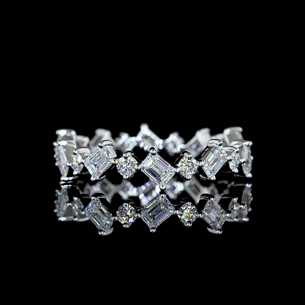 1.06 Cts 14k White Gold Mix Shape Eternity Band Eternity Band