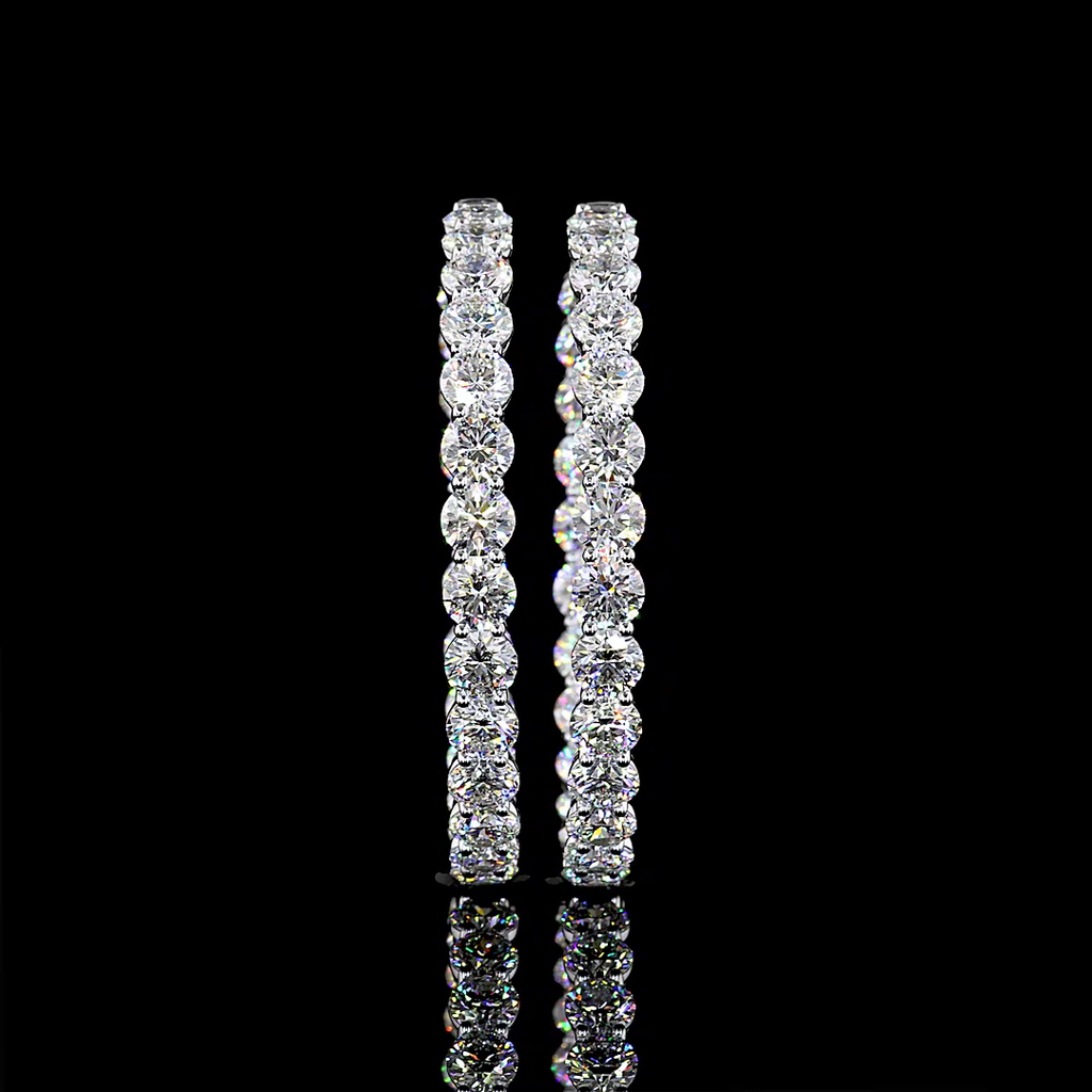 24.94 Cts 14k White Gold Round Shape Hoops Earring