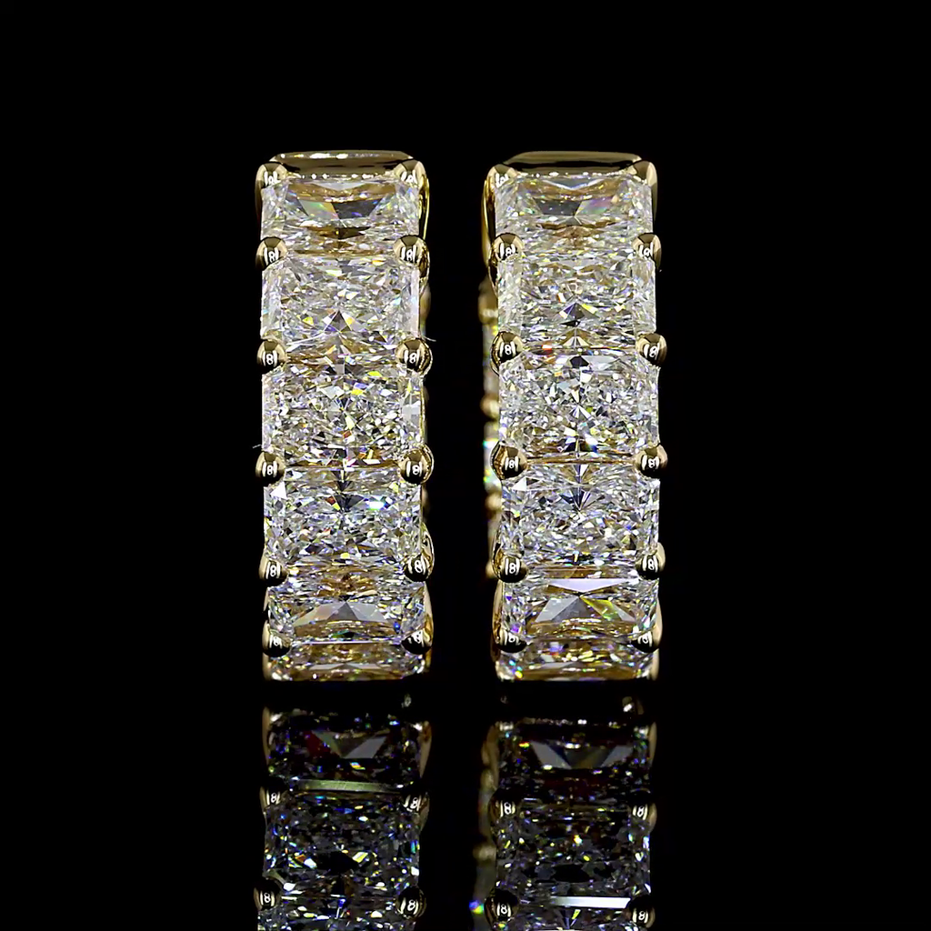 3.19 Cts 14k Yellow Gold Radiant Shape Huggies Earring