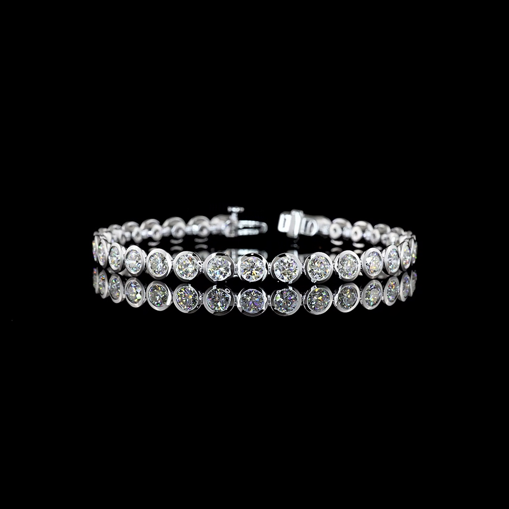 9.9 Cts 14k White Gold Round Shape Tennis Bracelet