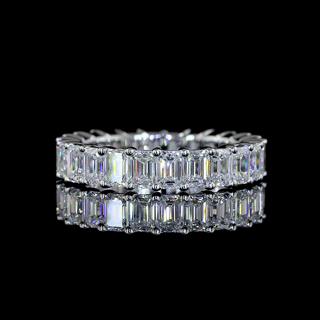 3.81 Cts 18k White Gold Emerald Shape Eternity Band Eternity Band