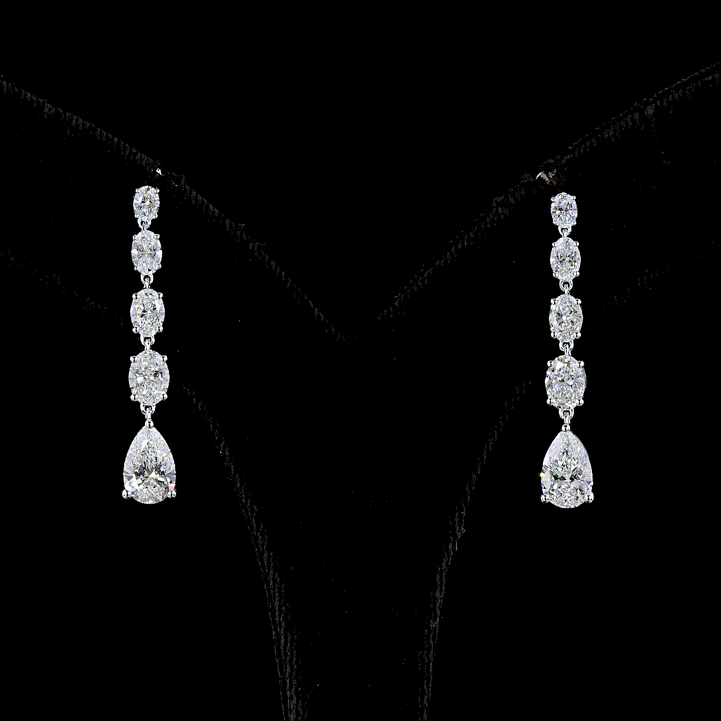 3.52 Cts 14k White Gold Mix Shape Hanging Earring