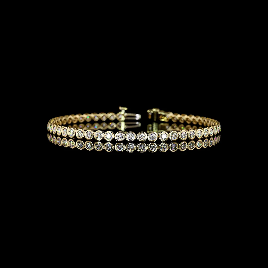 2.99 Cts 14k Yellow Gold Round Shape Tennis Bracelet