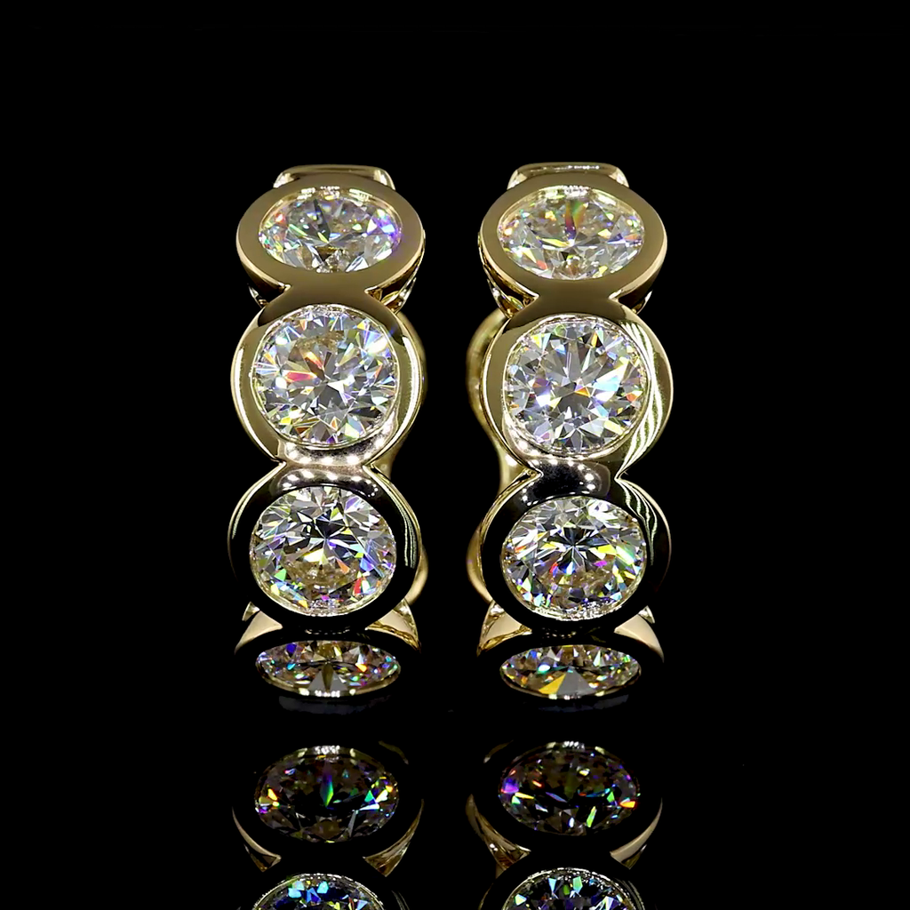 3.49 Cts 14k Yellow Gold Round Shape Huggies Earring