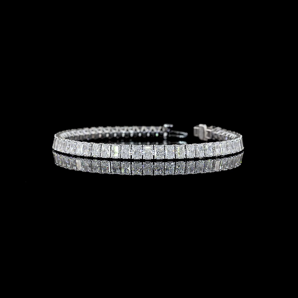 11.35 Cts 14k White Gold Radiant Shape Tennis Bracelet