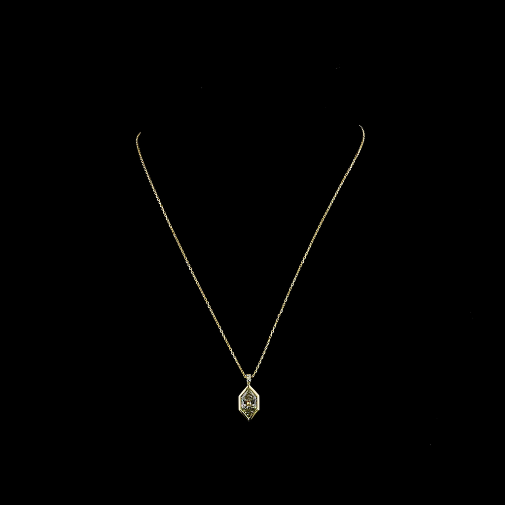 2.54 Cts 14k Yellow Gold Antique Marquise Shape Pendant Pendant