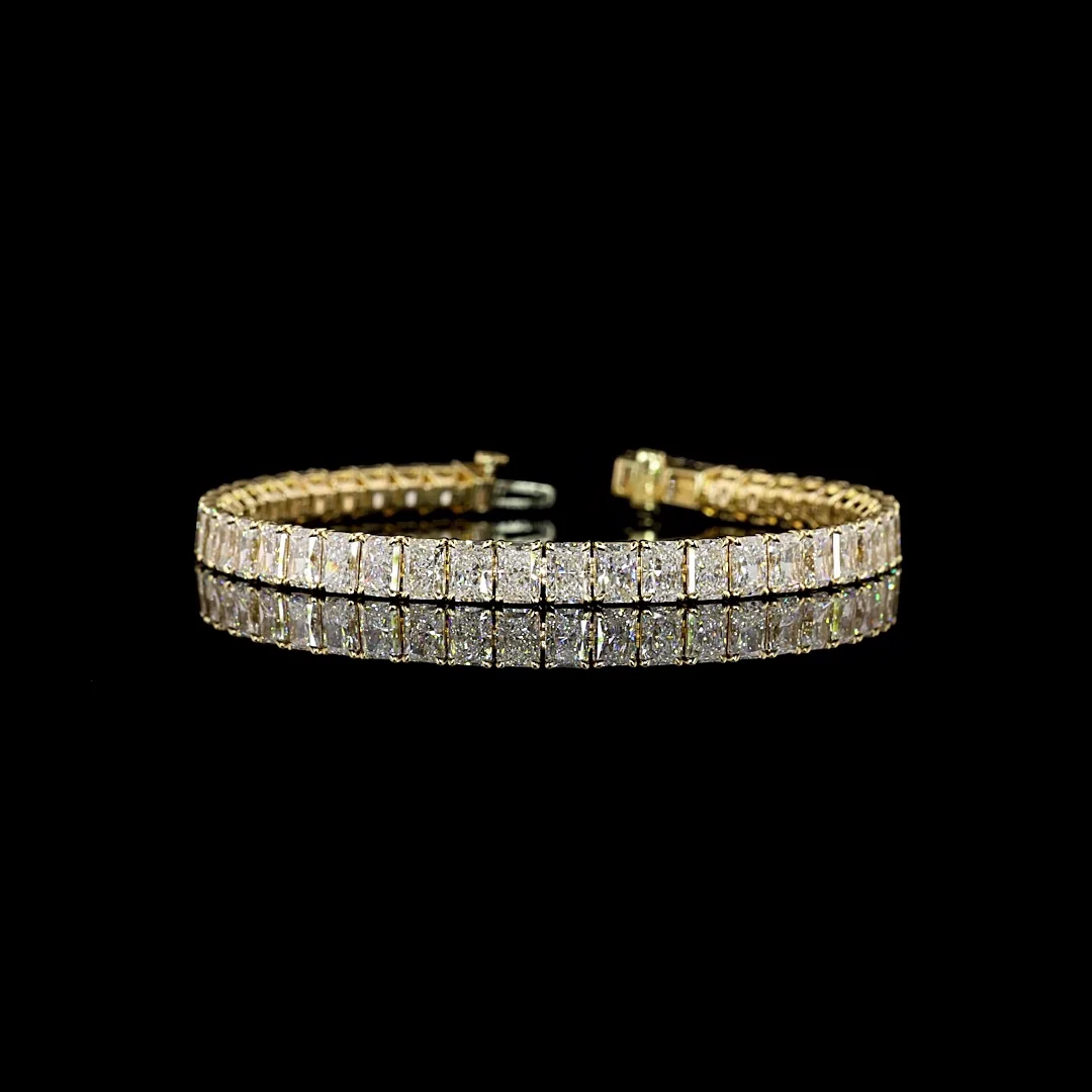 16.89 Cts 14k Yellow Gold Radiant Shape Tennis Bracelet