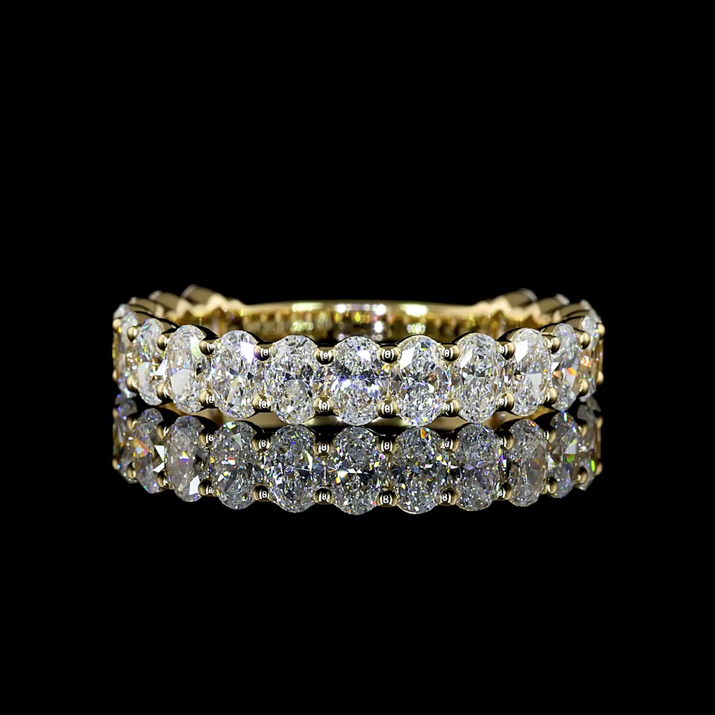 1.9 Cts 14k Yellow Gold Oval Shape 3/4 Band Eternity Band