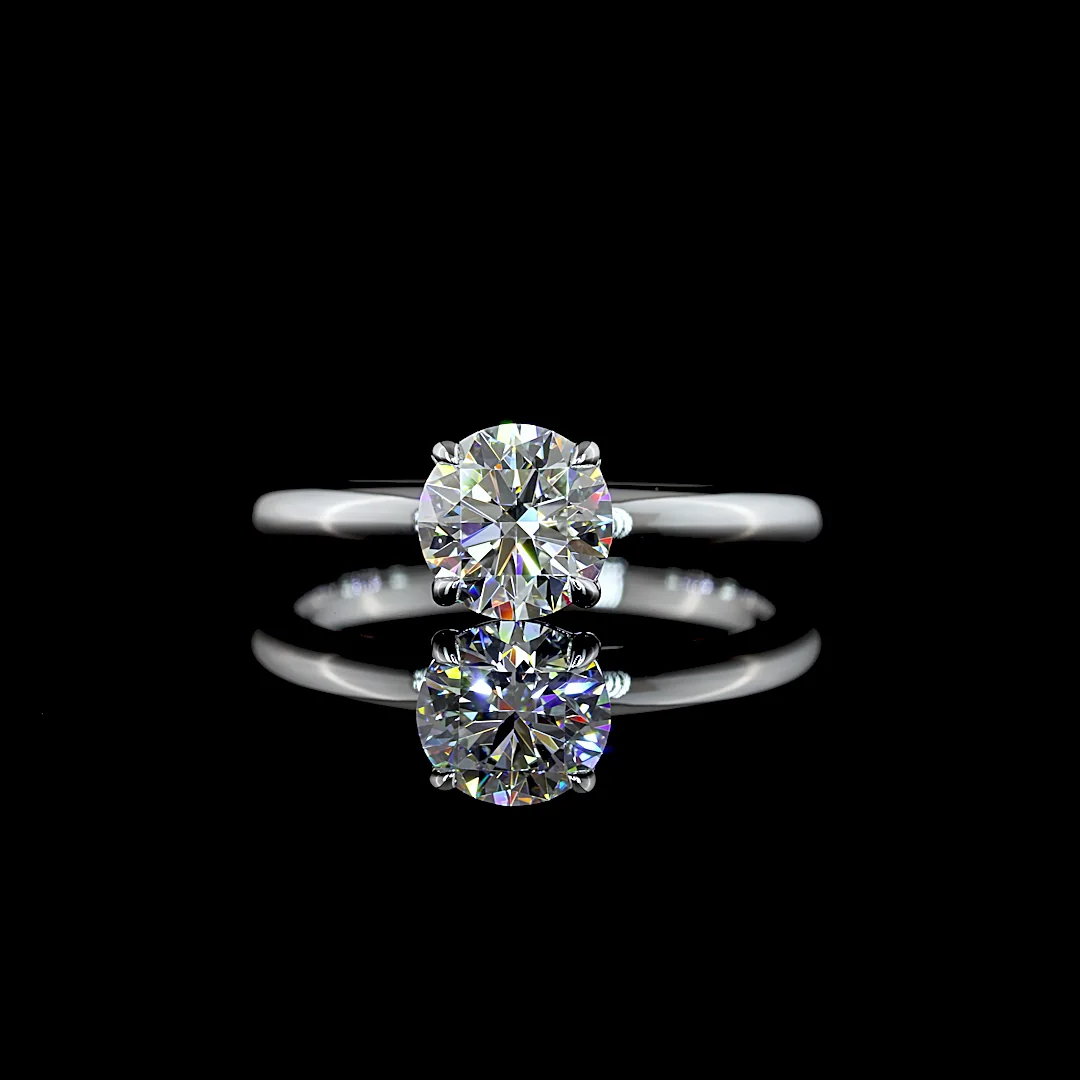1.01 Cts 14k White Gold Round Shape Solitaire Ring