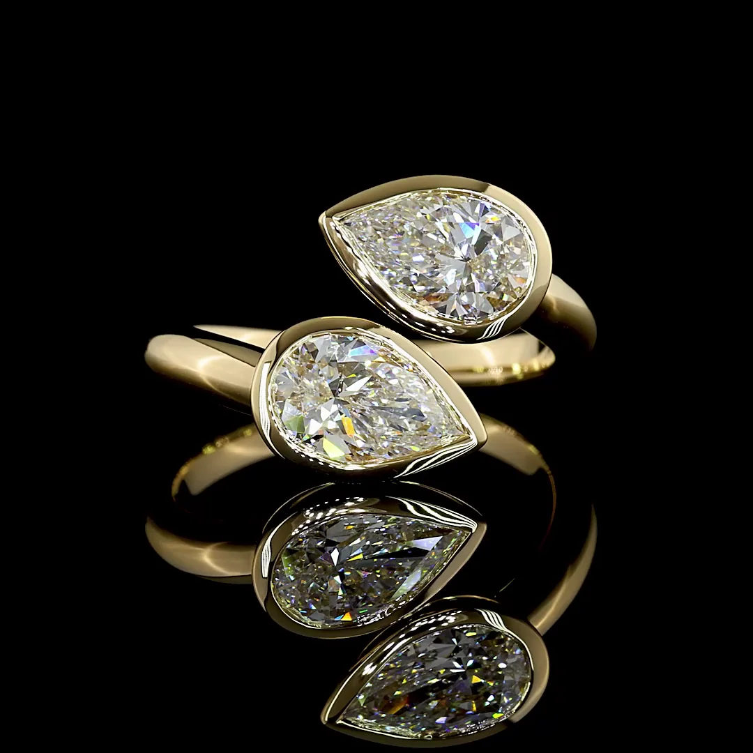 2.02 Cts 14k Yellow Gold Pear Shape Special Ring