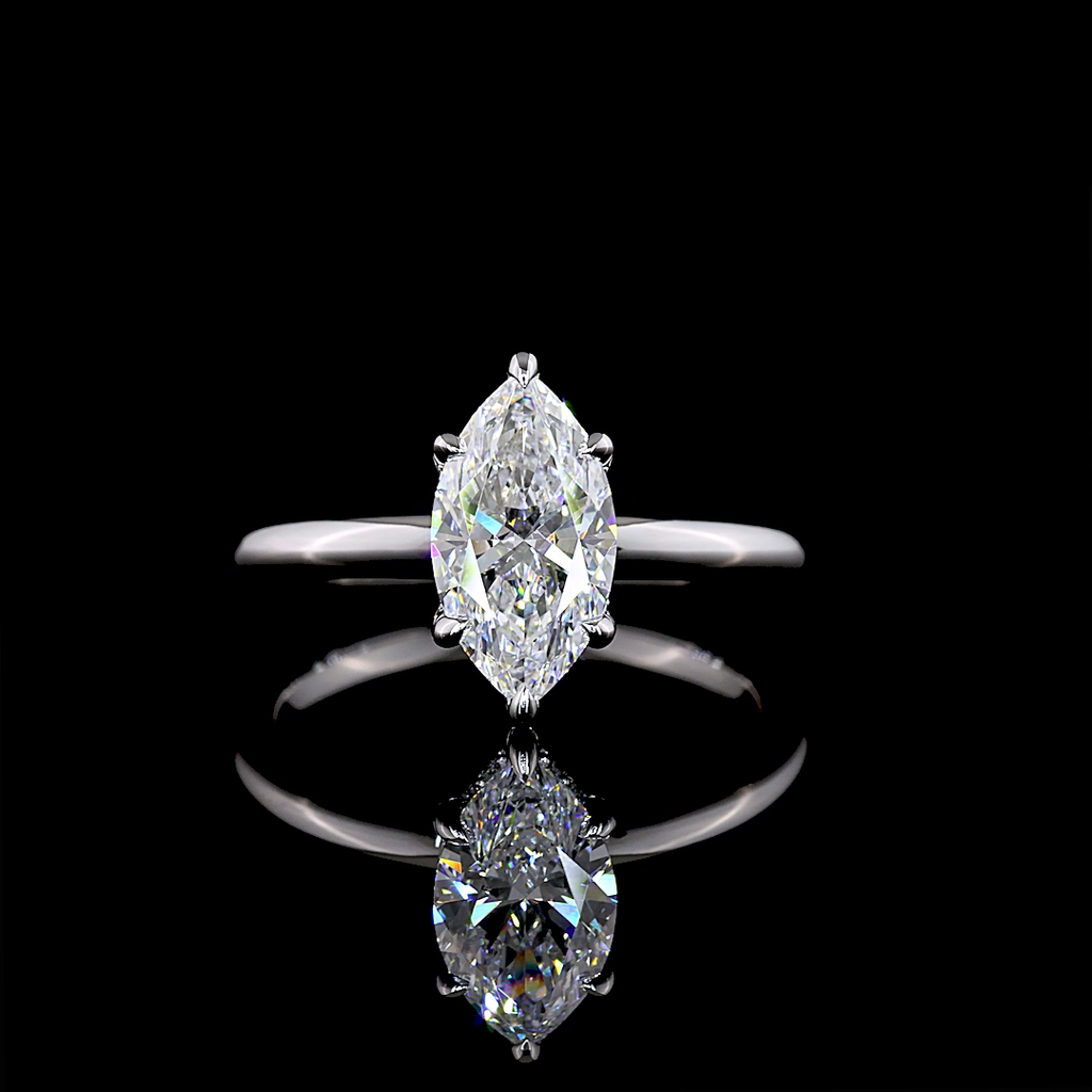 1.57 Cts 14k White Gold Marquise Shape Hidden Halo Ring