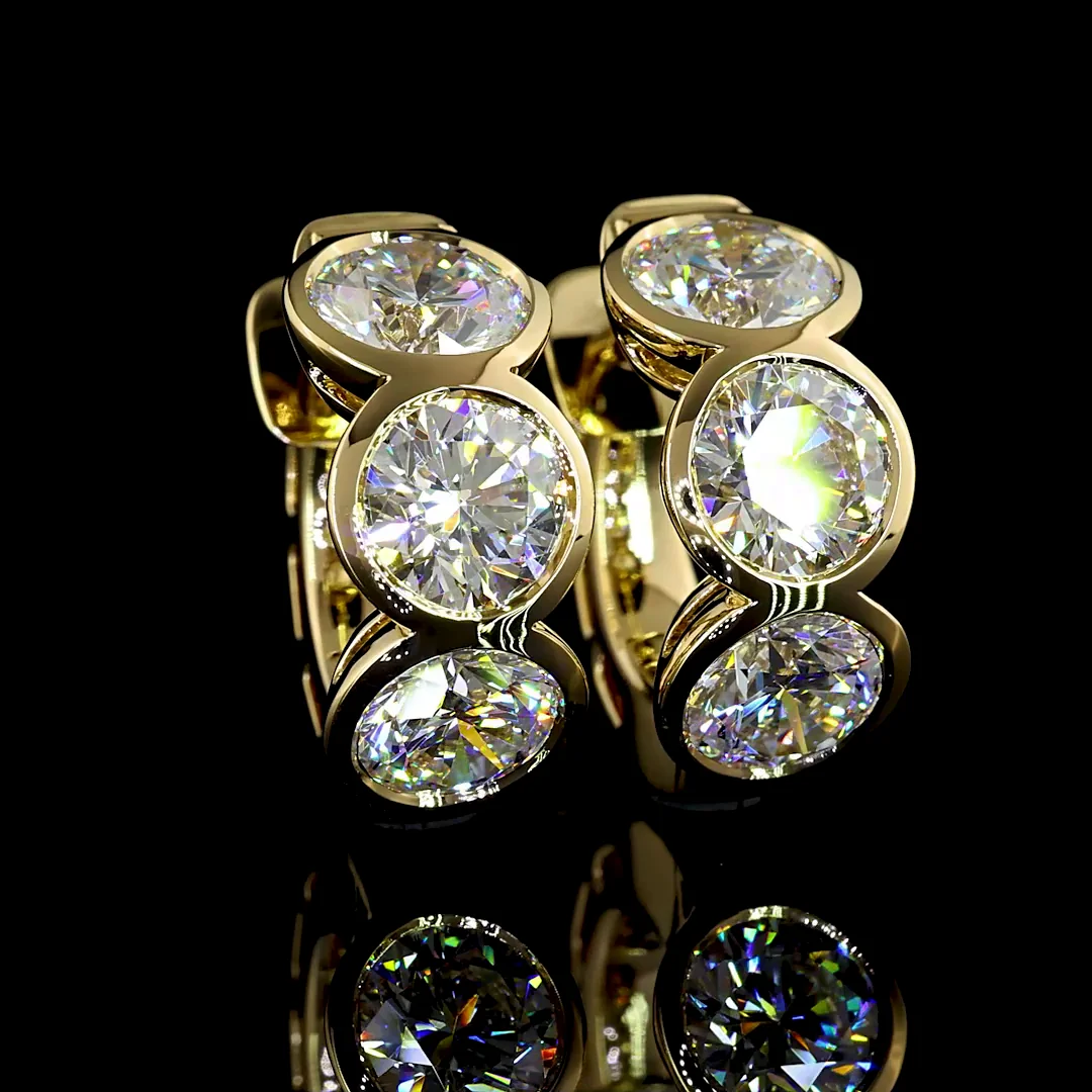 4.88 Cts 14k Yellow Gold Round Shape Huggies Earring