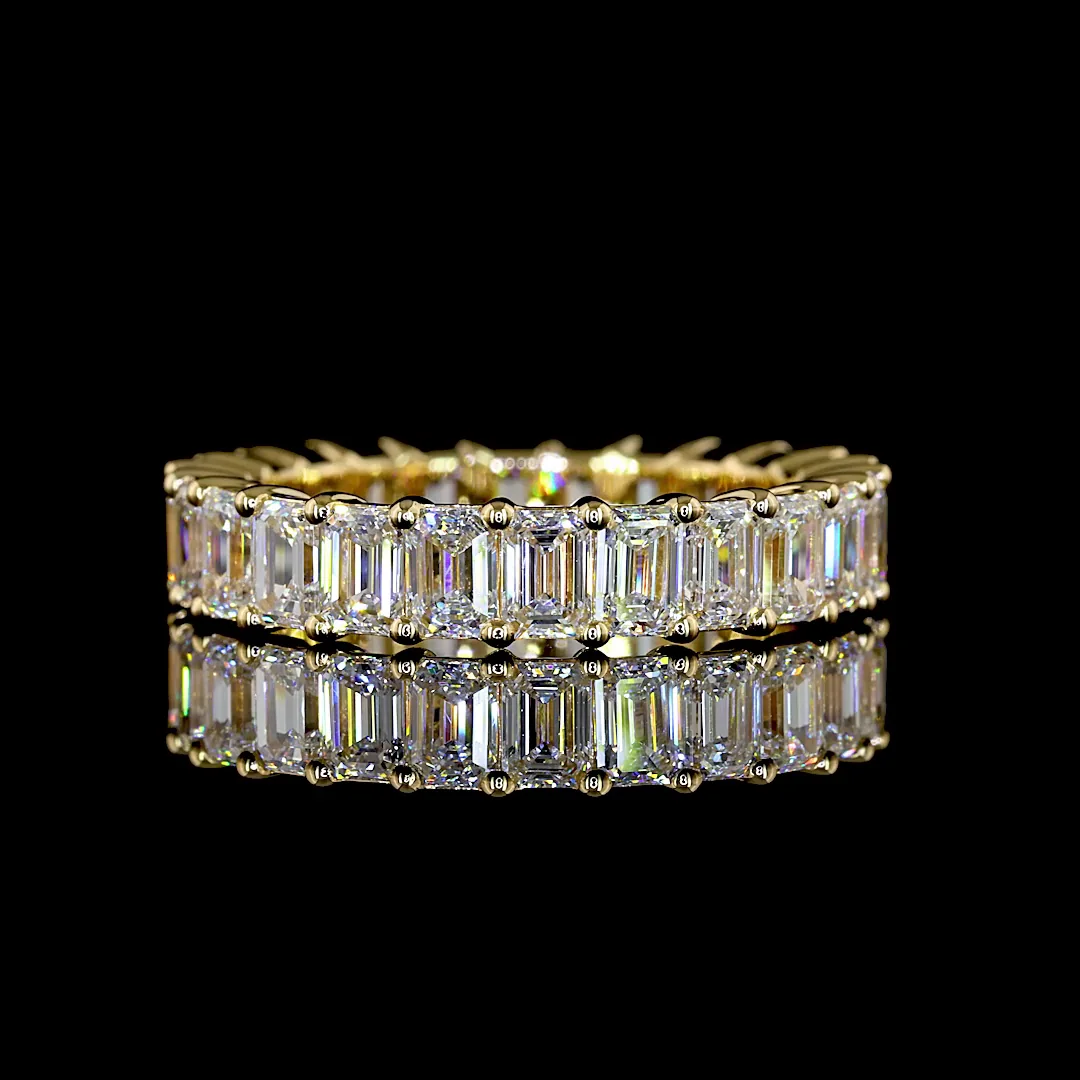 3.83 Cts 18k Yellow Gold Emerald Shape Eternity Band Eternity Band
