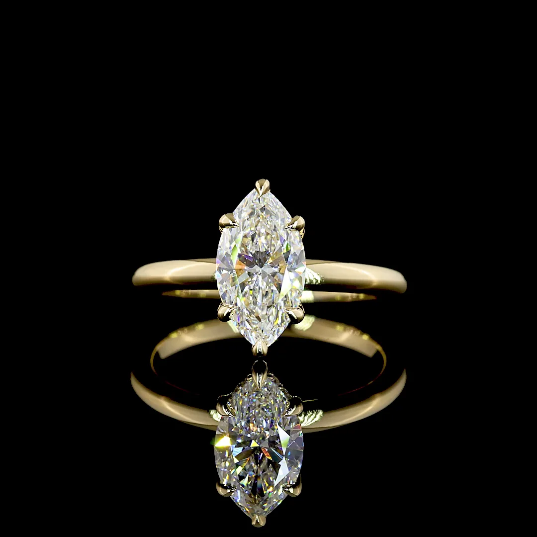 1.57 Cts 14k Yellow Gold Marquise Shape Hidden Halo Ring