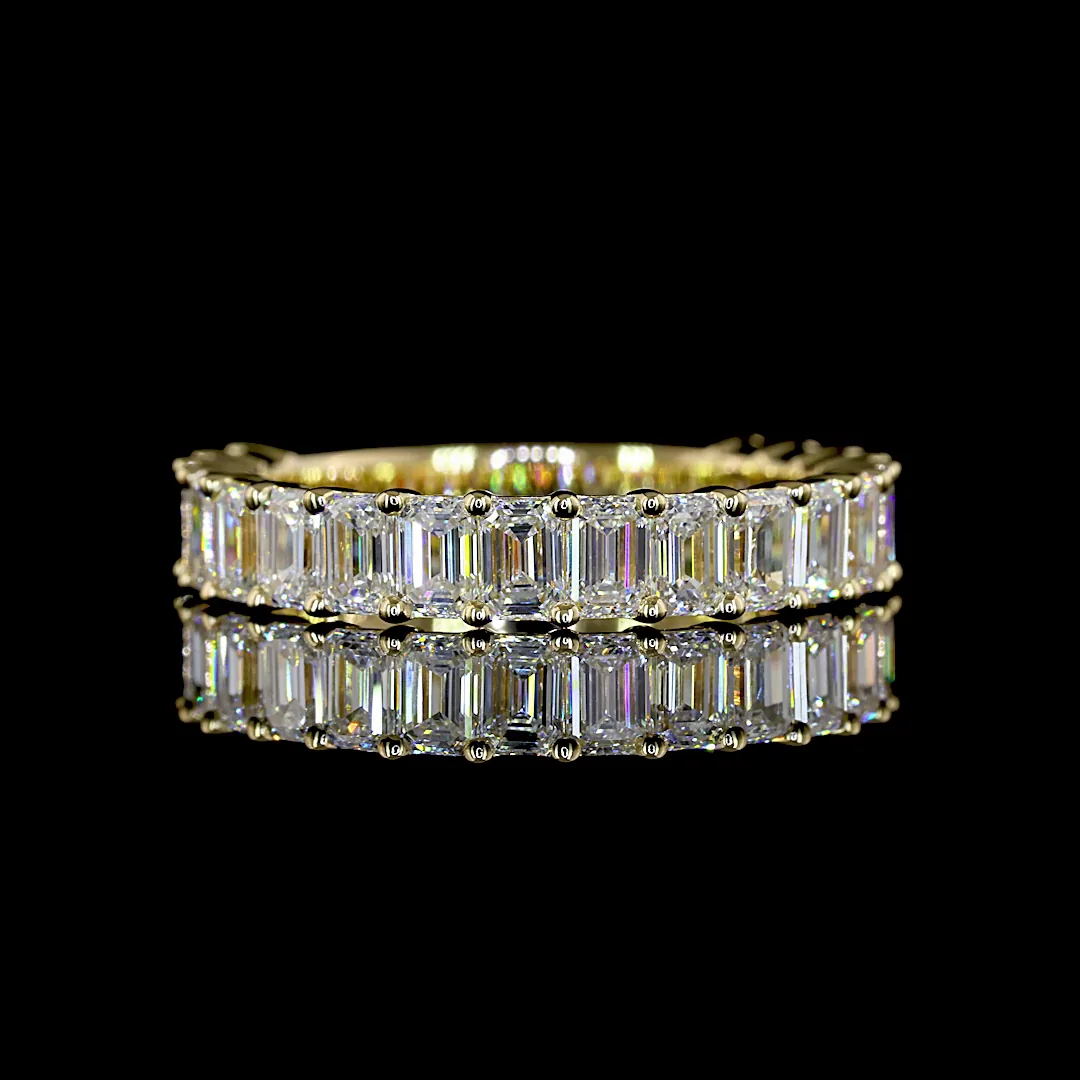 2.28 Cts 14k Yellow Gold Emerald Shape 3/4 Band Eternity Band