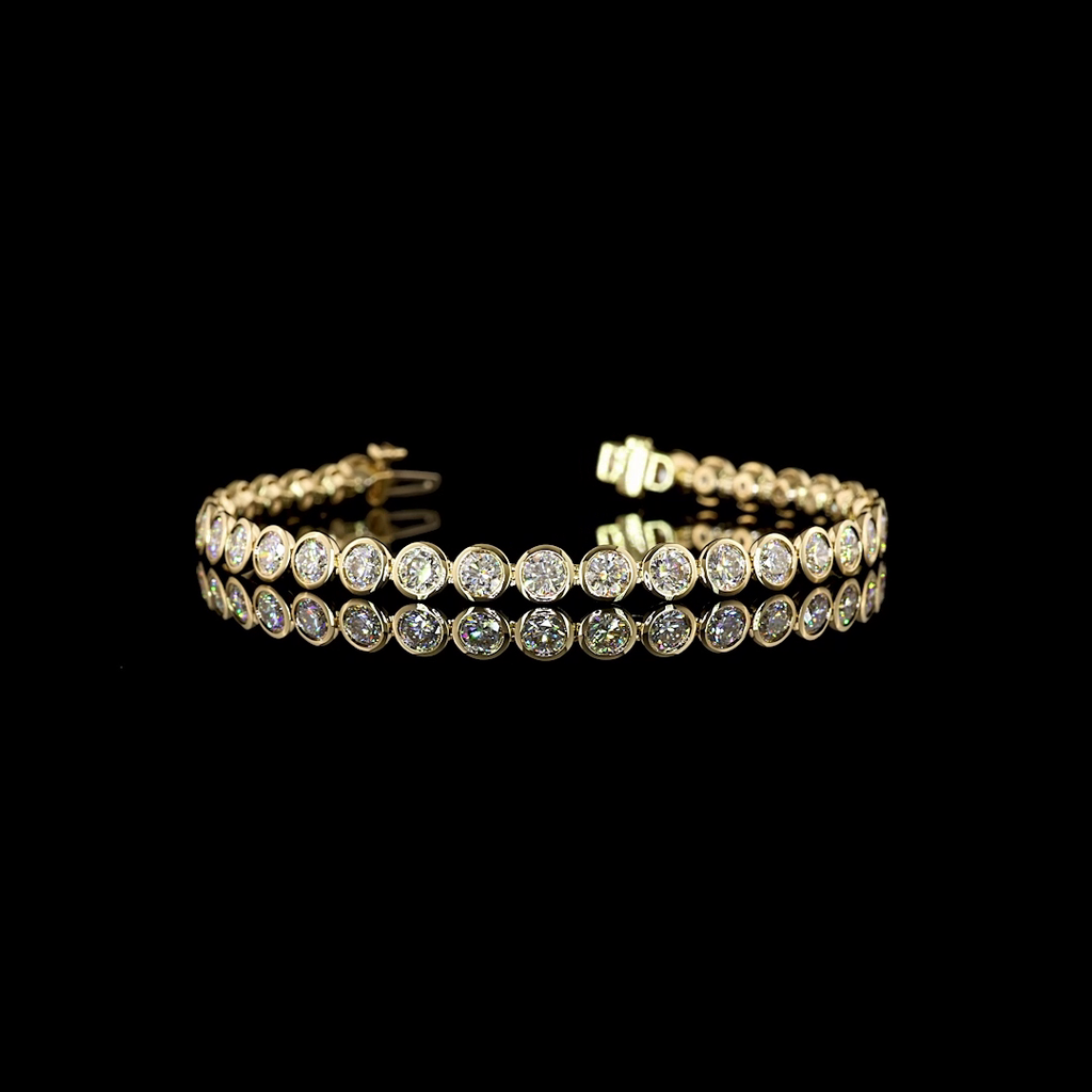 6.78 Cts 14k Yellow Gold Round Shape Tennis Bracelet
