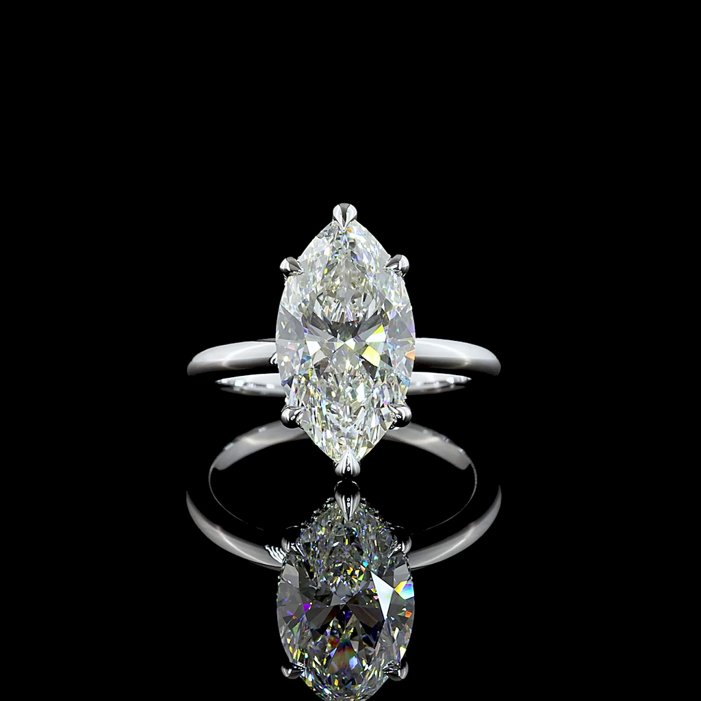 4.25 Cts 14k White Gold Marquise Shape Hidden Halo Ring