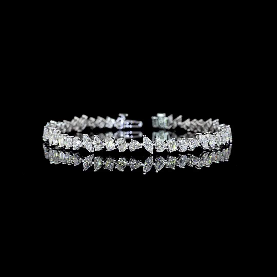 6.92 Cts 14k White Gold Mix Shape Tennis Bracelet
