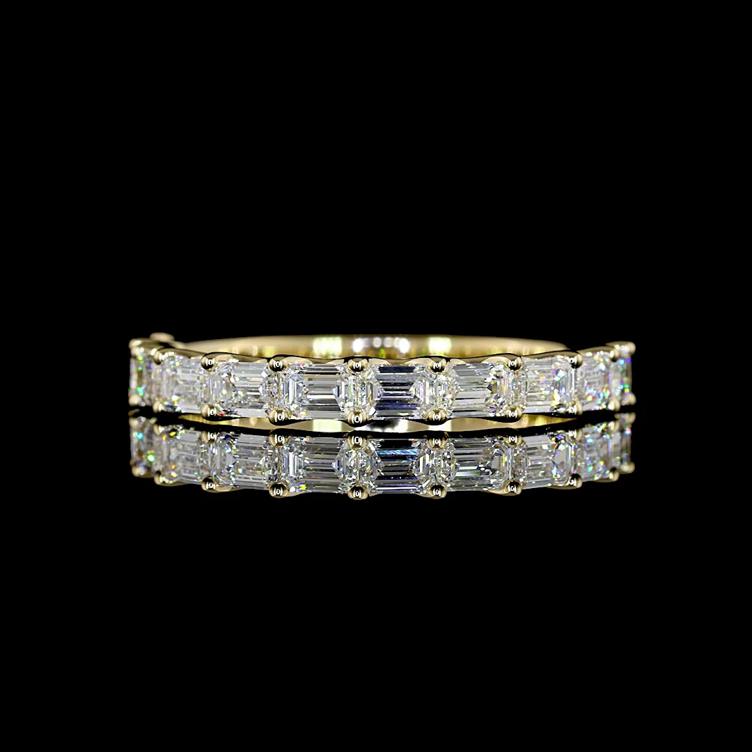 1.06 Cts 14k Yellow Gold Emerald Shape Half Eternity Eternity Band