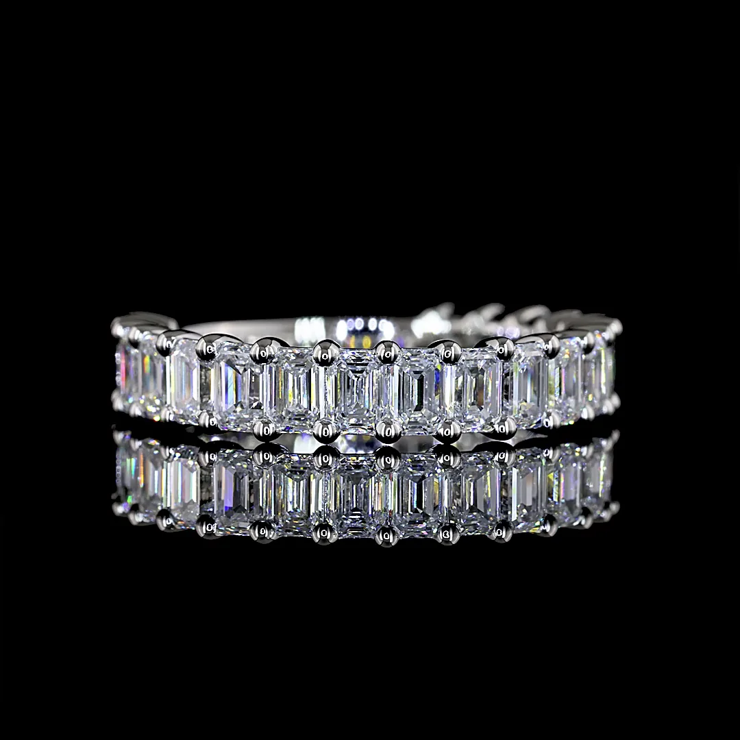 1.83 Cts Platinum Emerald Shape 3/4 Band Eternity Band