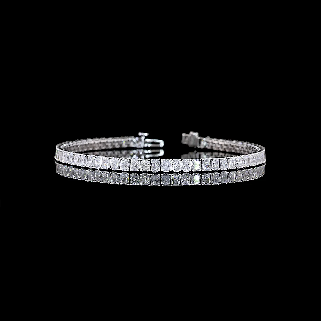 7.42 Cts 14k White Gold Radiant Shape Tennis Bracelet