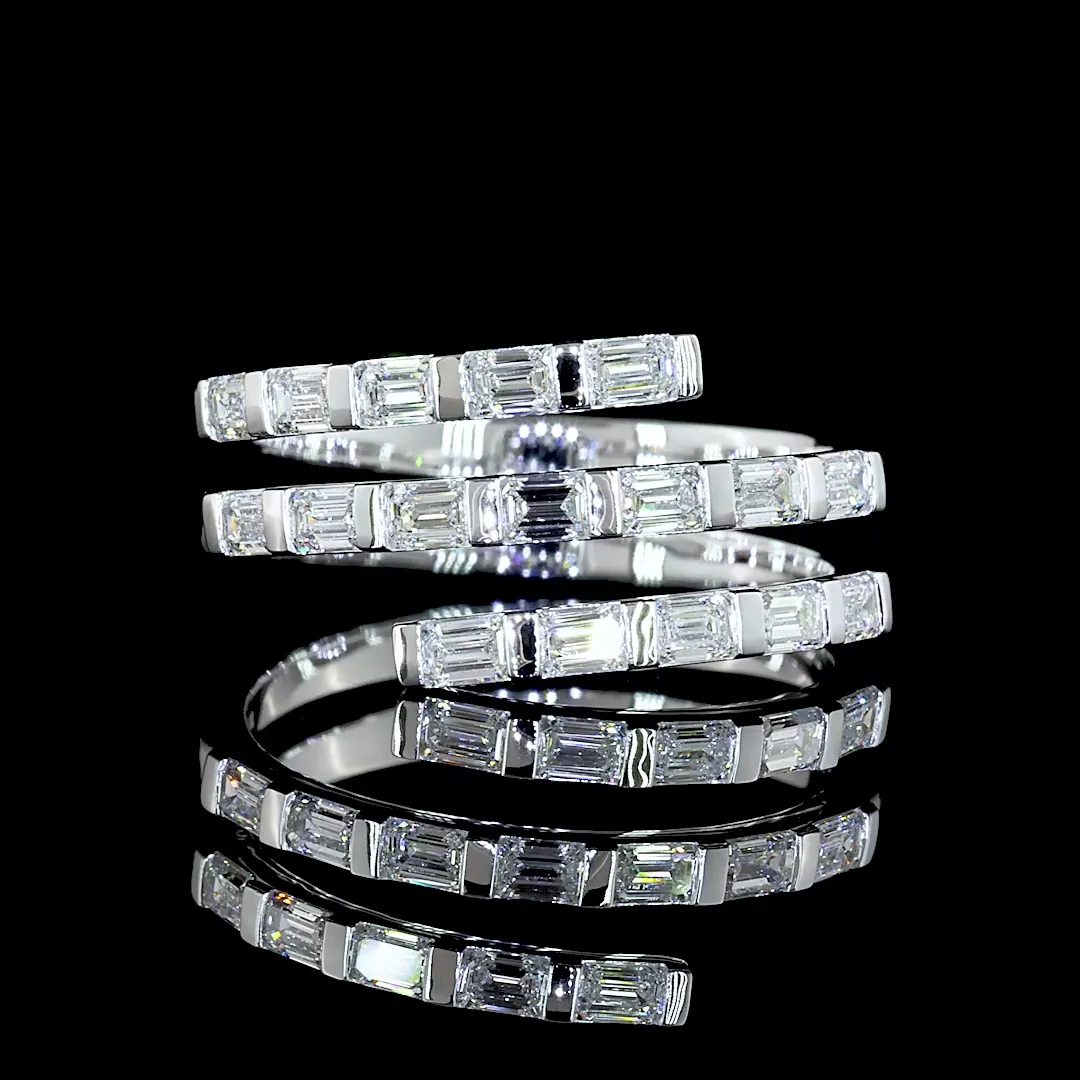 0.96 Cts 14k White Gold Emerald Shape Special Eternity Band