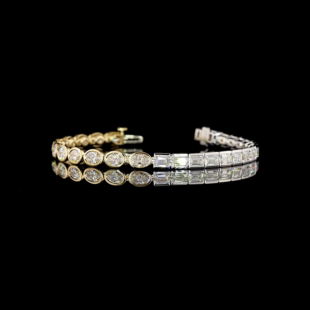 8.84 Cts 14k Two Tone Mix Shape Tennis Bracelet