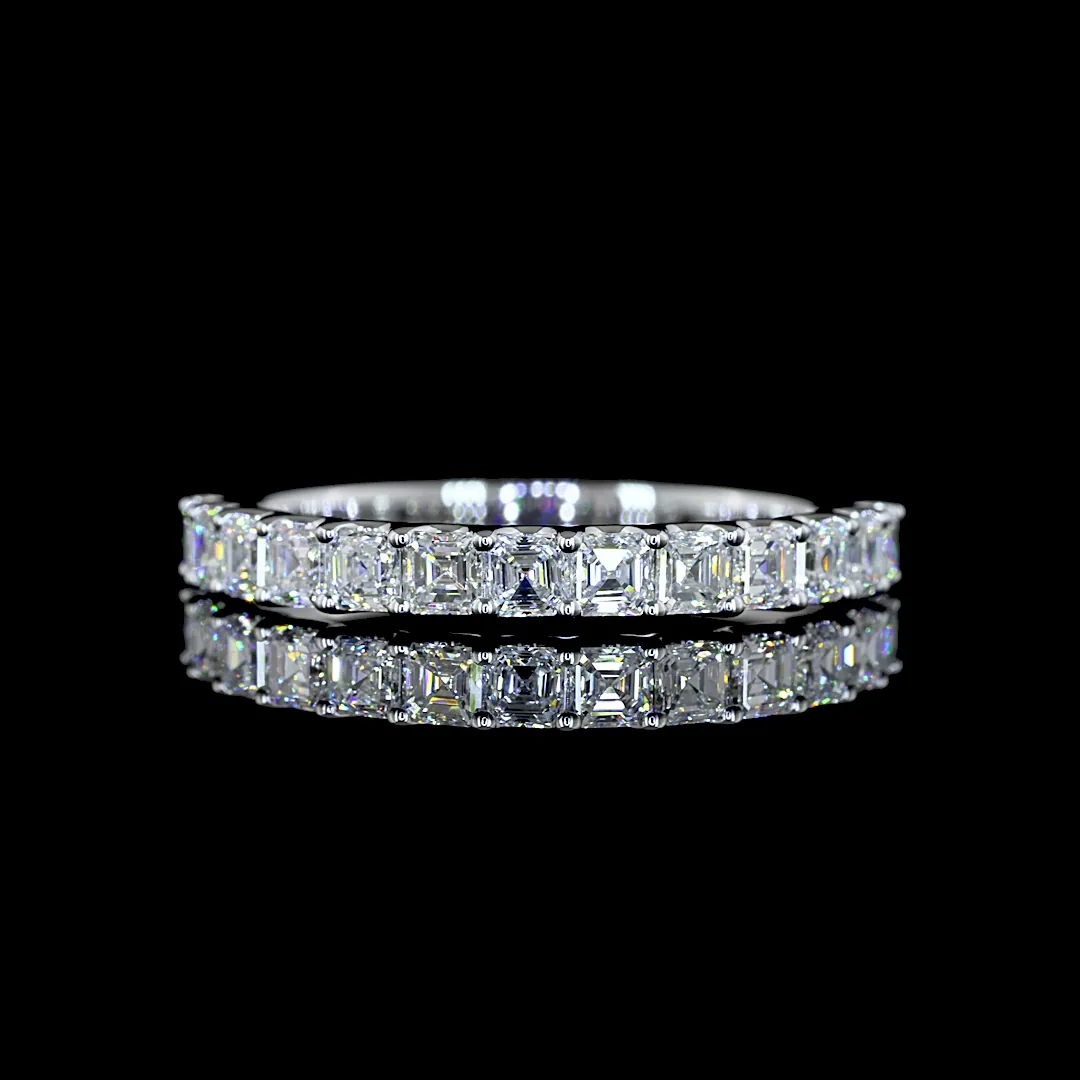 0.9 Cts 14k White Gold Asscher Shape Half Eternity Eternity Band