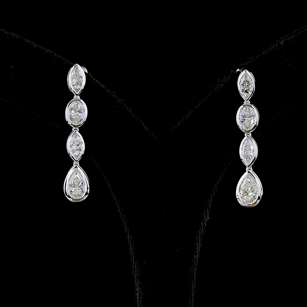 3.32 Cts 14k White Gold Mix Shape Hanging Earring