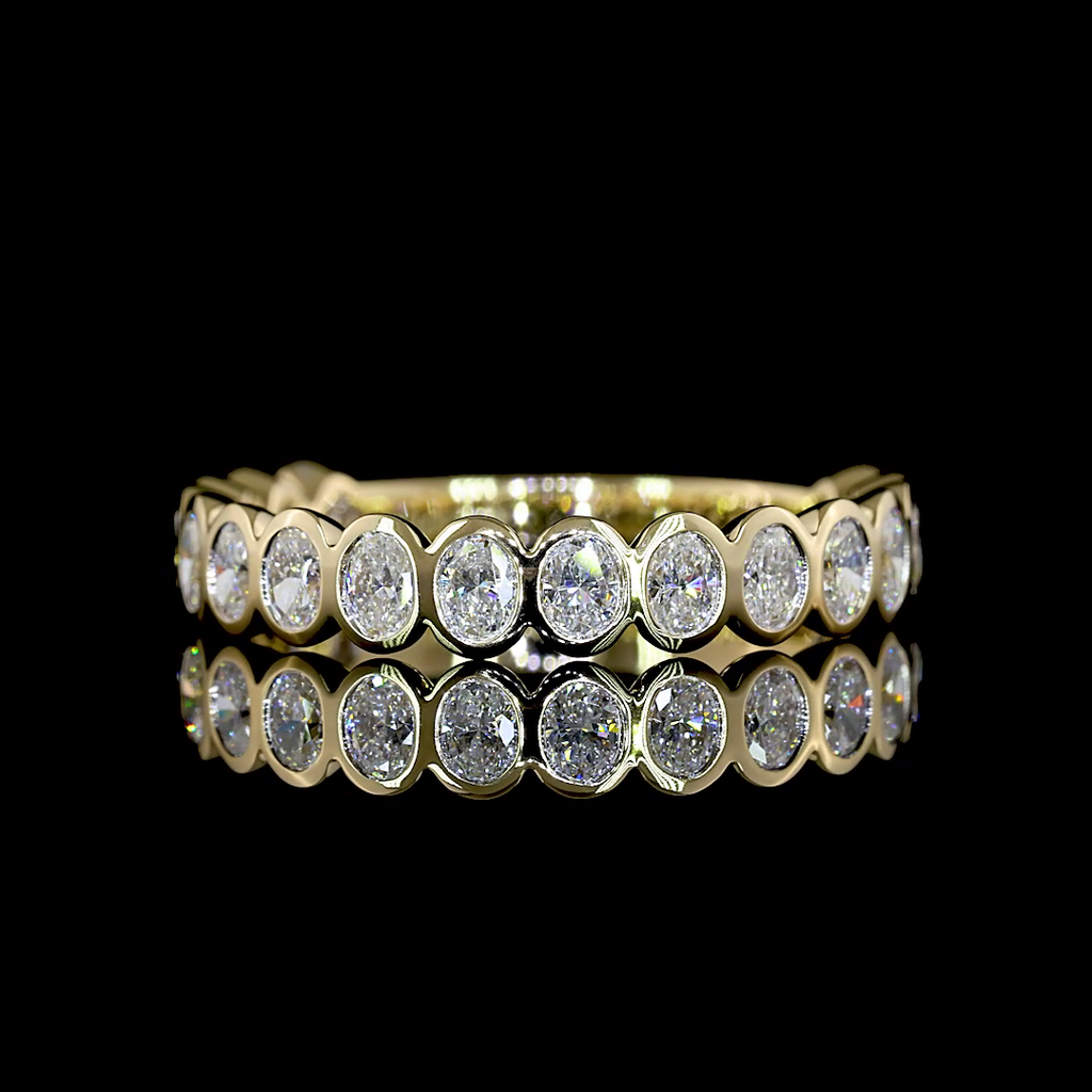 0.98 Cts 14k Yellow Gold Oval Shape 3/4 Band Eternity Band