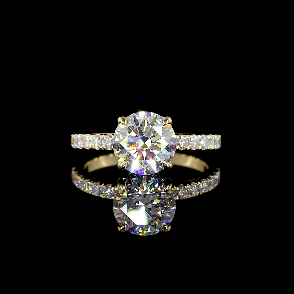 2.49 Cts 14k Yellow Gold Round Shape Hidden Halo Ring