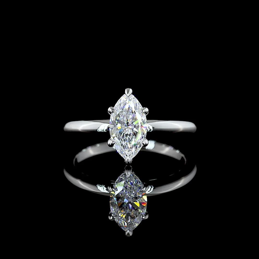 1.04 Cts 14k White Gold Marquise Shape Solitaire Ring
