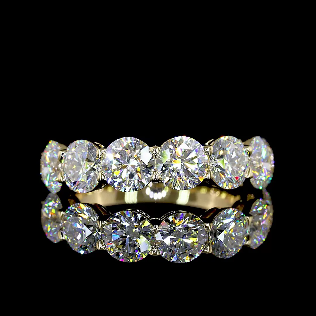4.02 Cts 14k Yellow Gold Round Shape 7 Stones Eternity Band